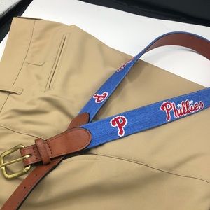 Smathers & Branson Phillies 36 Needlepoint BeltEUC